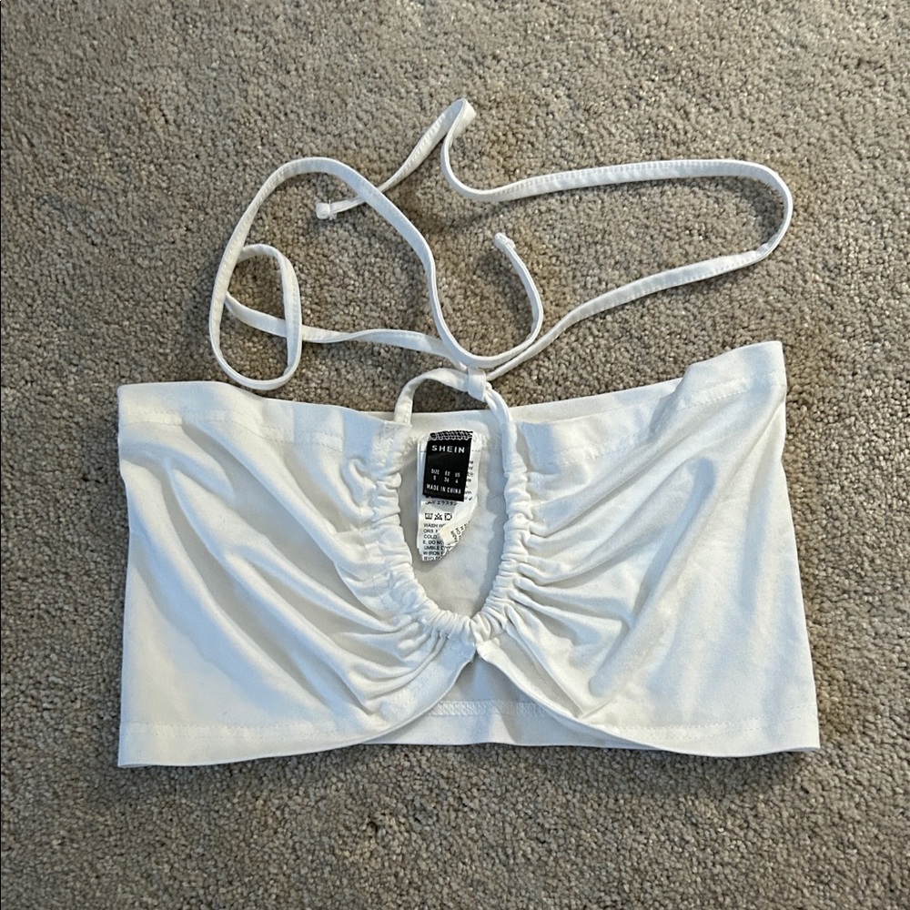 SHEIN White Gathered Bandeau with Straps